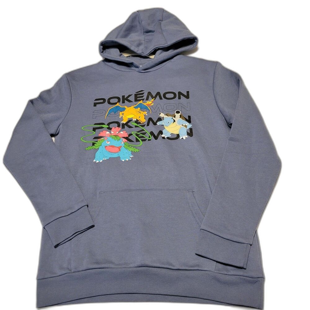 Pokémon Kids Hoodie 12-13 Years Hooded Sweatshirt Pullover Long Sleeve Gray NWT